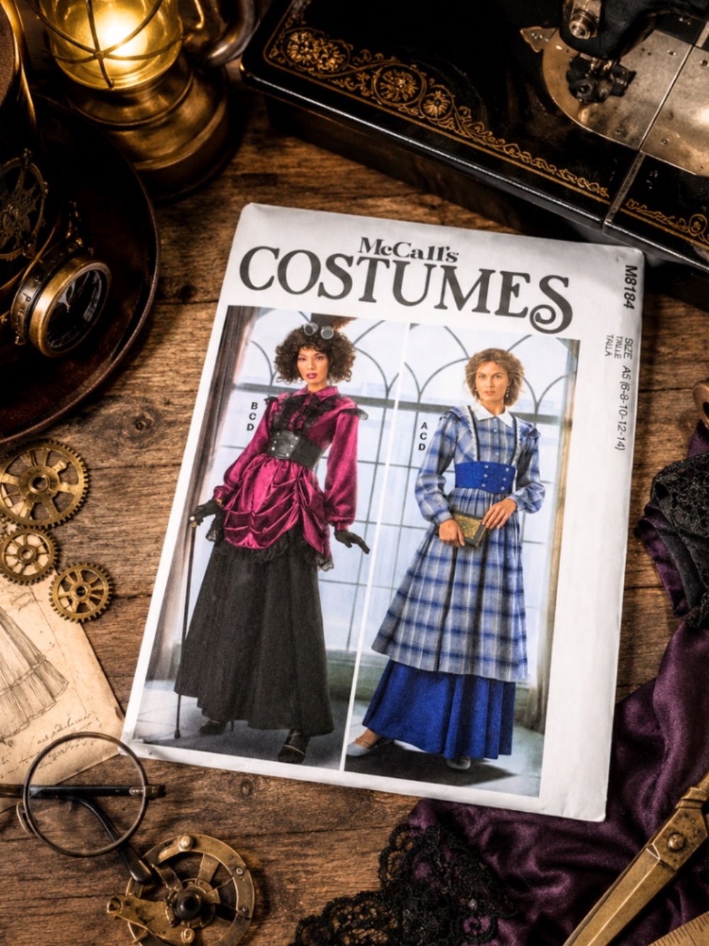NEW McCalls M8184 Steampunk Victorian Dress Sewing Pattern Size 6-14